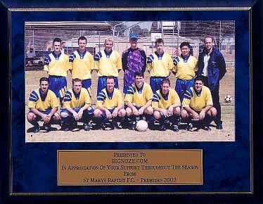 BigNoZe Enterprises and DavrosSports are proud to have sponsored the SMBBFC - Premiers 2002 and Champion Blokes!!!